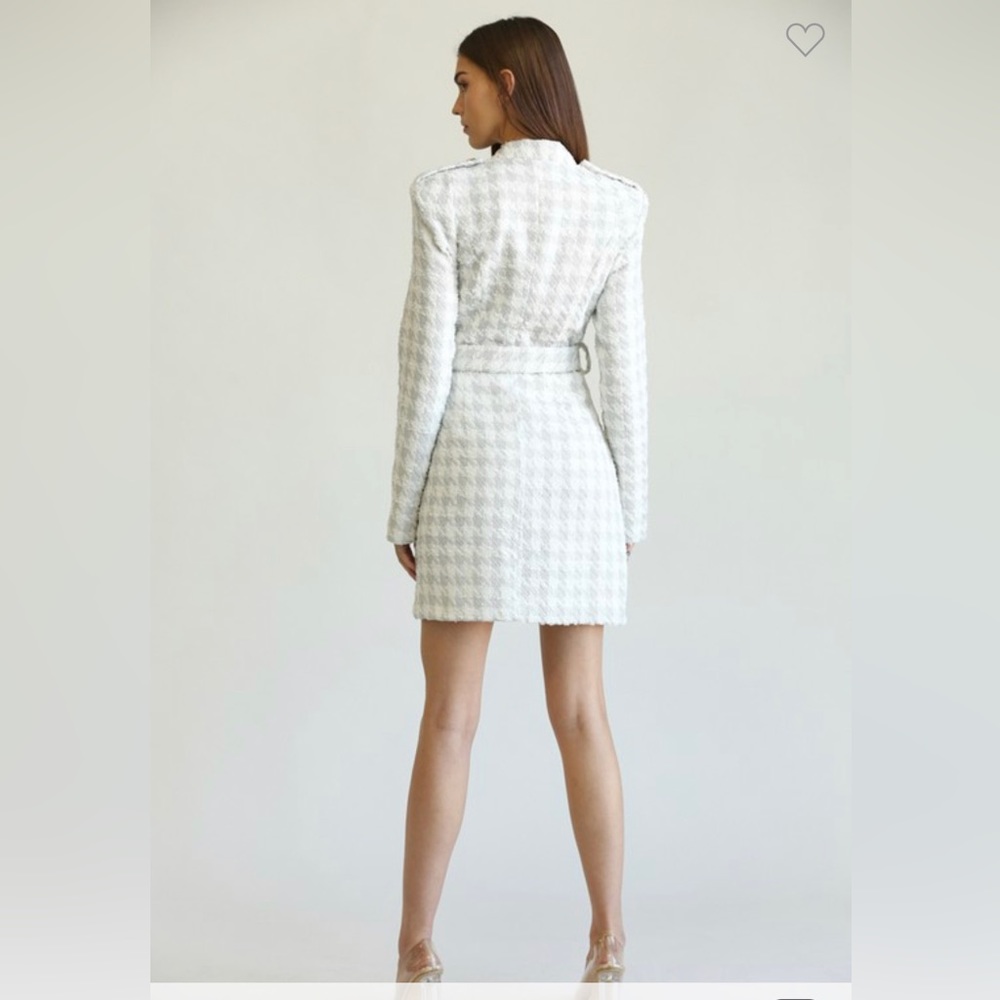 263. Elena White Silver Tweed Blazer Dress - Picture 4 of 4